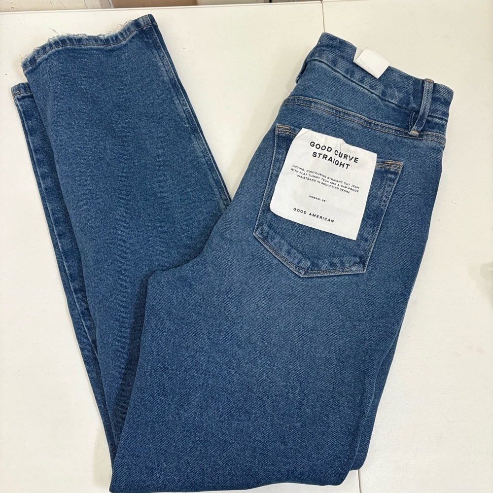 Good American Womens Straight Curve Distressed Jeans size 6/28 - Picture 6 of 10